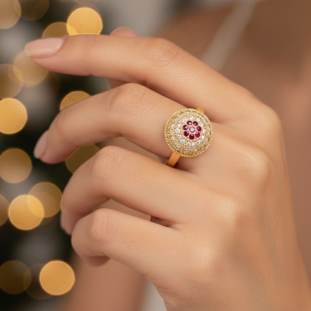 Premium 3-in-1 Party Gold Jewelry Set – Necklace, Ring & Earrings